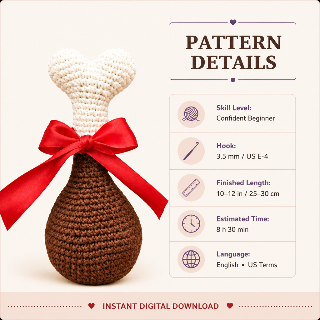 Dog Bone Crochet Toy Pattern PDF – Step-by-Step Guide