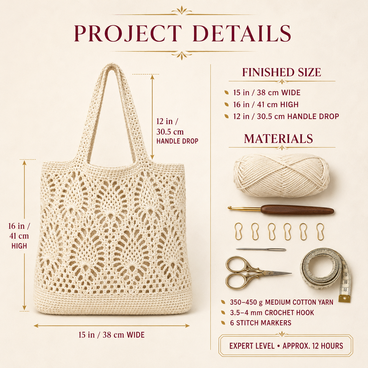 Pineapple Market Bag Crochet Pattern PDF – Step-by-Step Guide