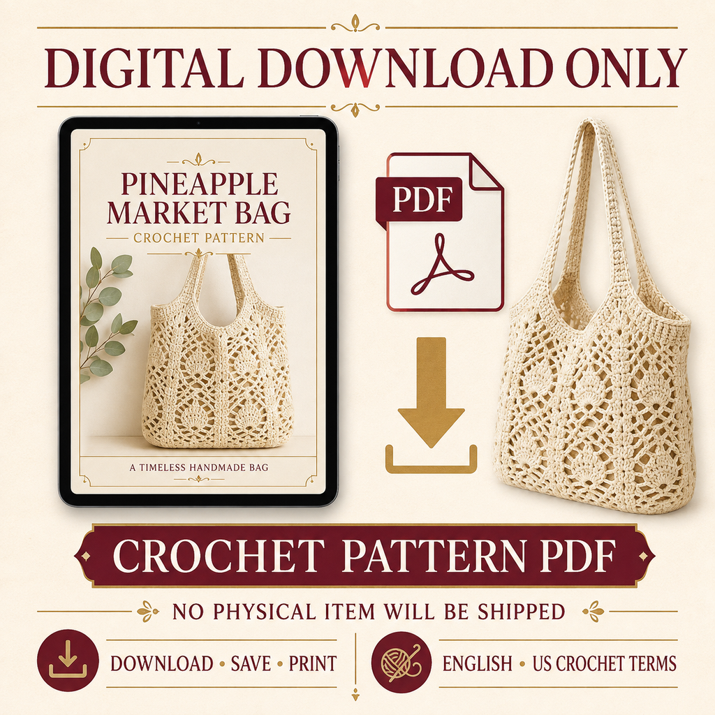 Pineapple Market Bag Crochet Pattern PDF – Step-by-Step Guide