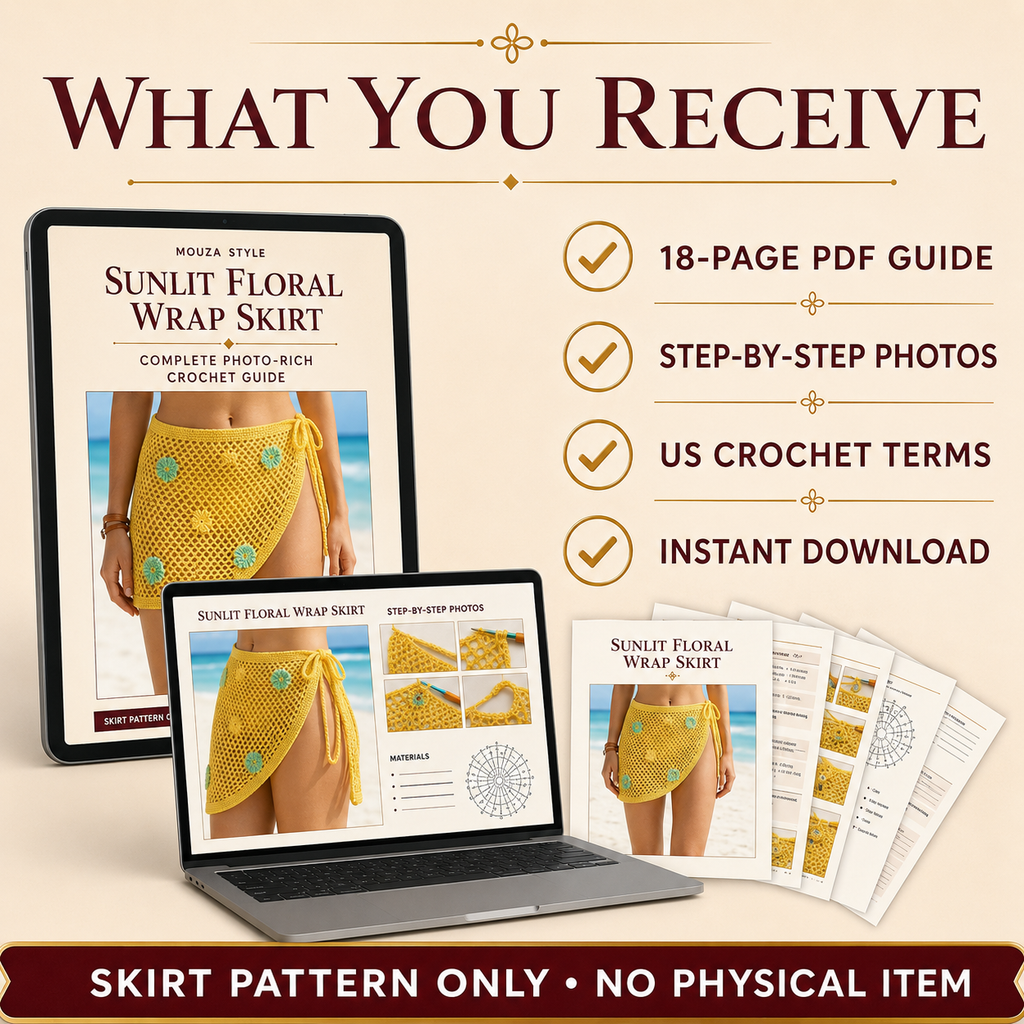 Sunlit Floral Crochet Wrap Skirt Pattern – Digital PDF Guide