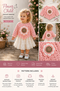 Flower Child Crochet Sweater Pattern PDF – Toddler Cardigan with 3D Flower, Step-by-Step Photo Tutorial