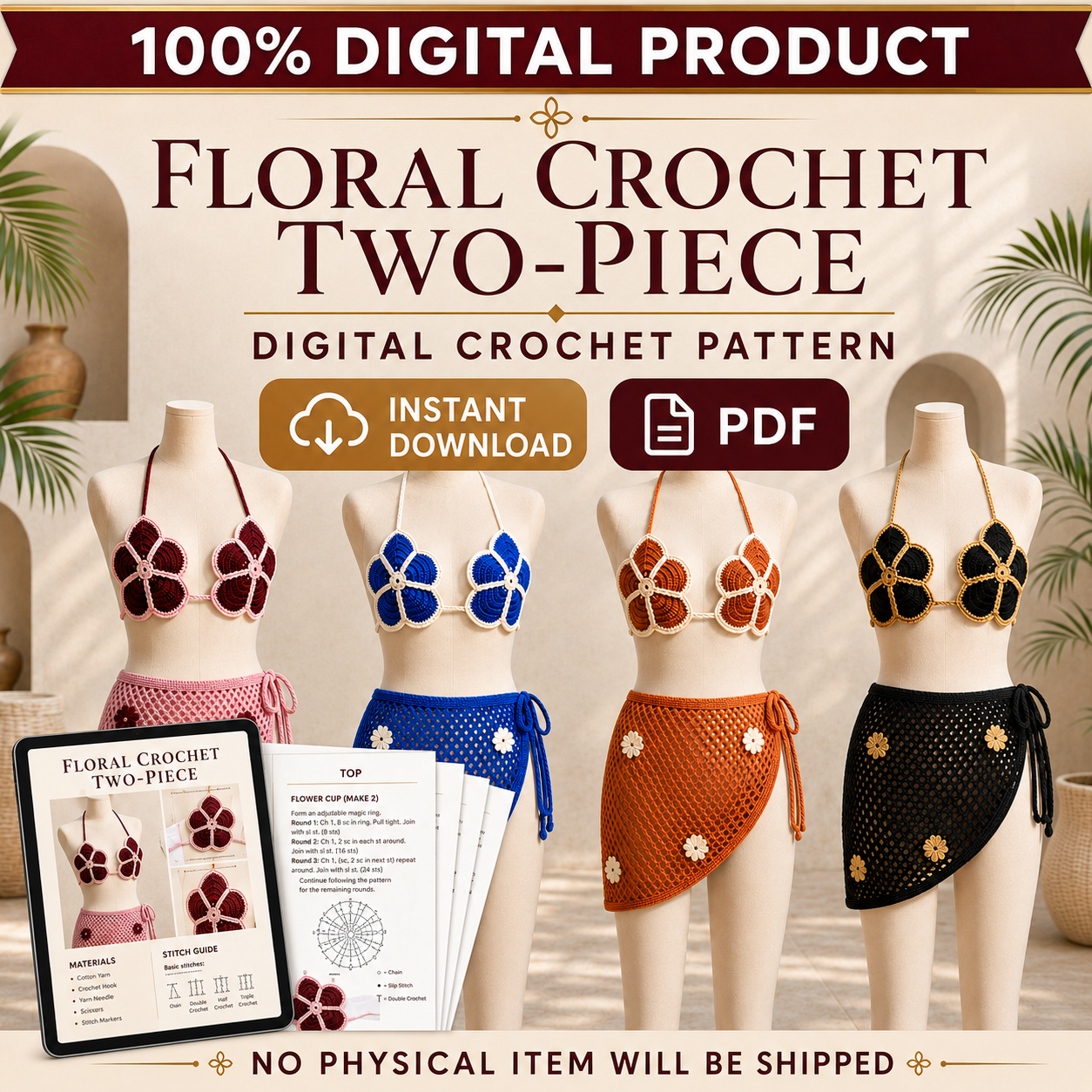 Sunlit Floral Crochet Wrap Skirt Pattern – Digital PDF Guide