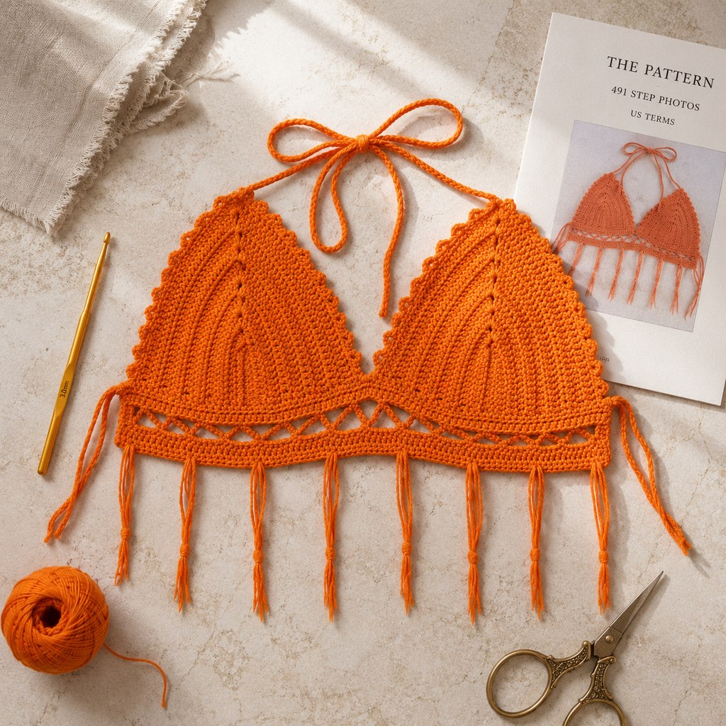 Flame Crochet Bralette Pattern – 128-Page Step-by-Step PDF