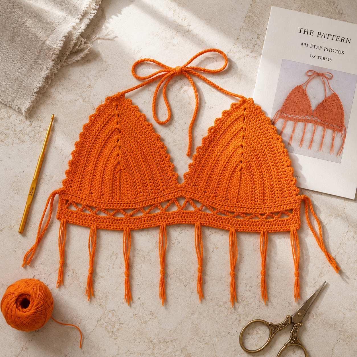 Flame Crochet Bralette Pattern – 128-Page Step-by-Step PDF