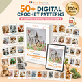 50 Animal Crochet Patterns Bundle PDF – 100-Page Amigurumi Collection, Bunny Lovey & Rattle, Instant Digital Download