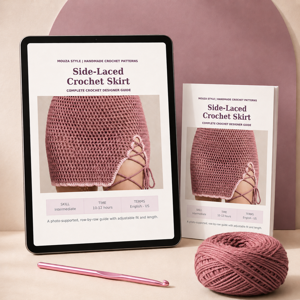 Side-Laced Crochet Skirt Pattern PDF – Adjustable Women’s Mini Skirt