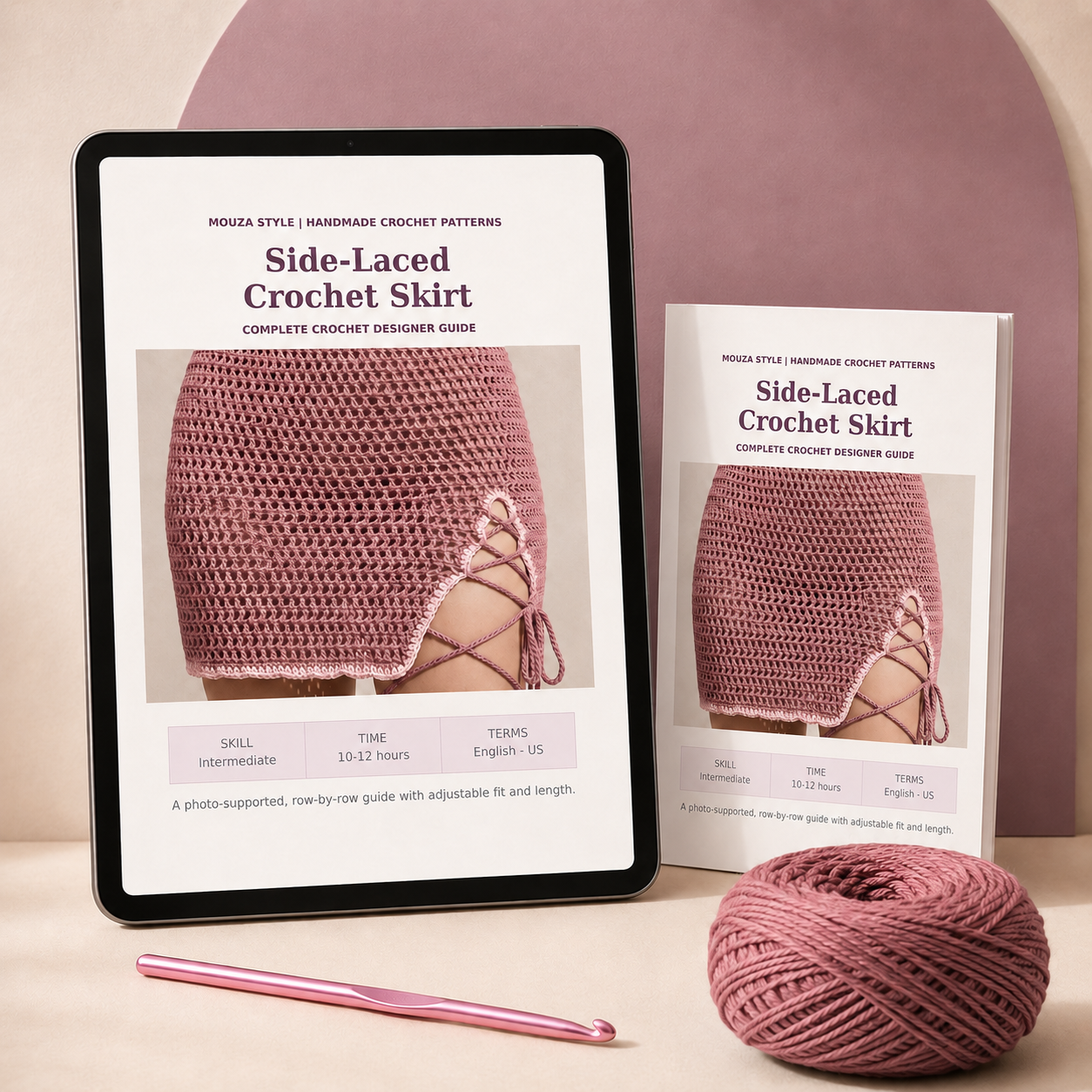 Side-Laced Crochet Skirt Pattern PDF – Adjustable Women’s Mini Skirt