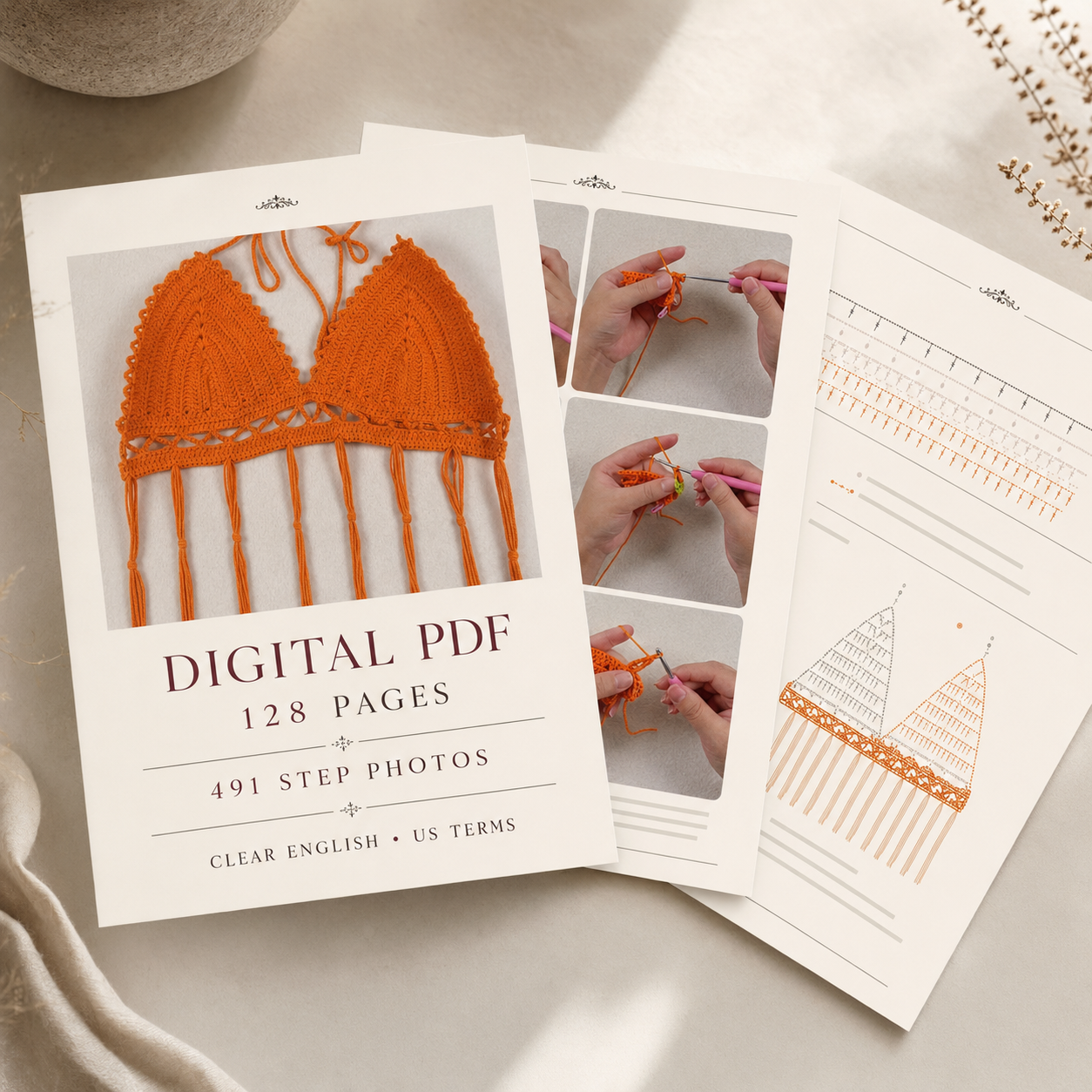 Flame Crochet Bralette Pattern – 128-Page Step-by-Step PDF