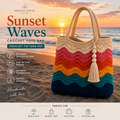 SSunset Waves Crochet Tote Bag Pattern PDF – Colorful Boho Market Bag, Summer Beach Bag Crochet Pattern, Instant Digital Download